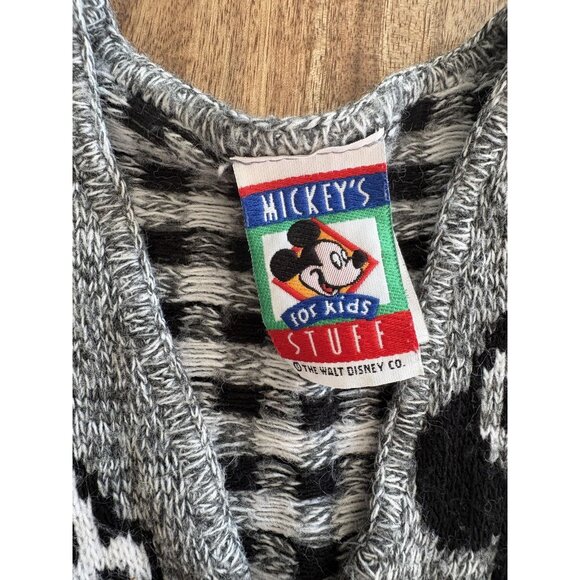 Vintage Disney Mickey's Stuff Vest Youth Small Gray Knit Mickey Minnie Made USA - Picture 2 of 8